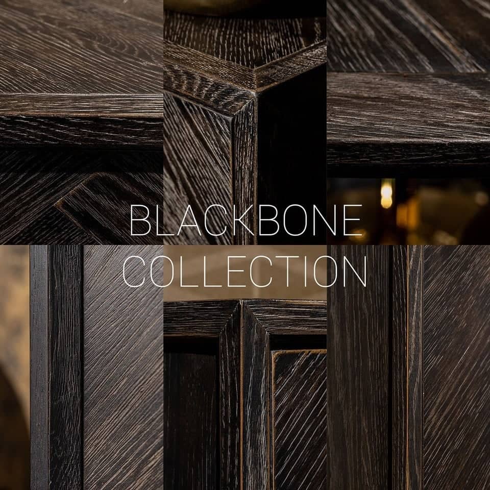 Nightstand Blackbone gold 1-drawer (Black rustic)