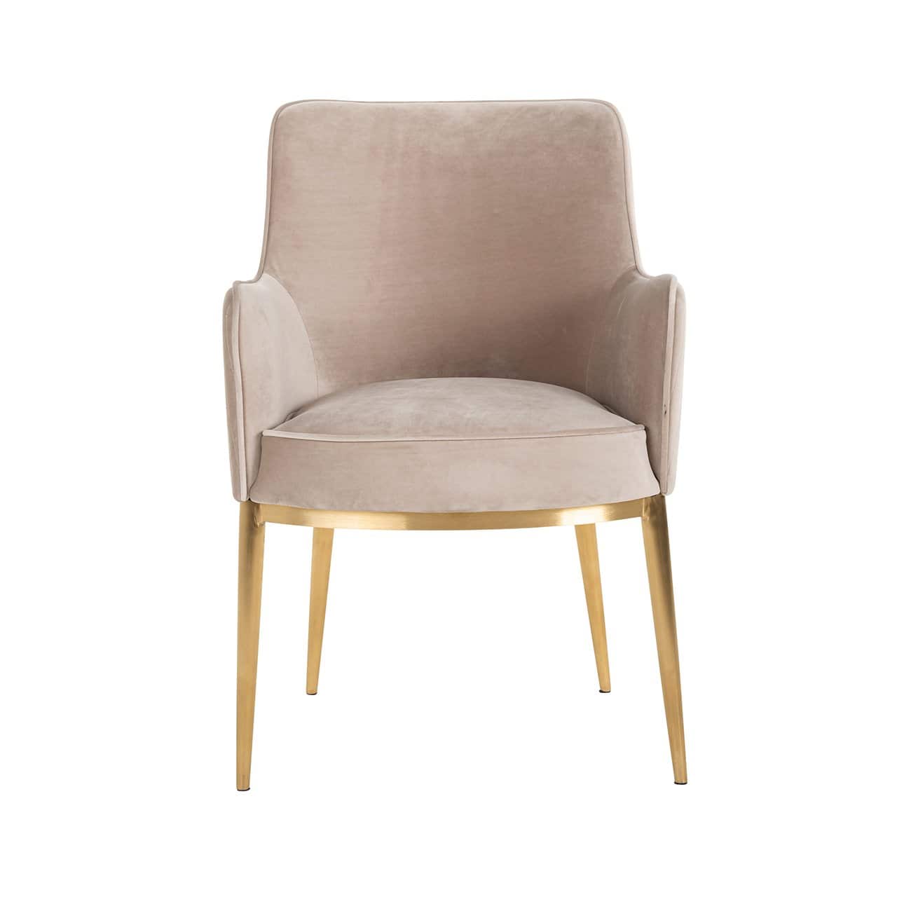 Chair Breeze  khaki velvet / brushed gold fire retardant (FR-Quartz 903 Khaki)
