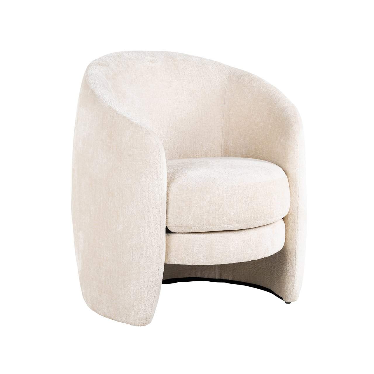 Easy chair Fenna white chenille fire retardant (FR-Bergen 900 white chenille)