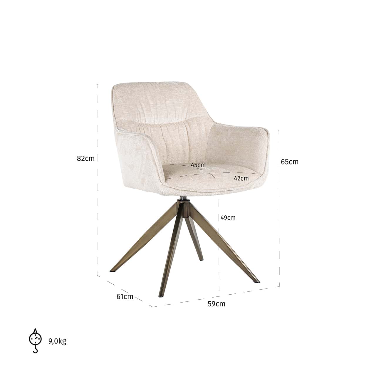 Swivel chair Aline white chenille velvet fire retardant (FR-Bergen 900 white chenille)