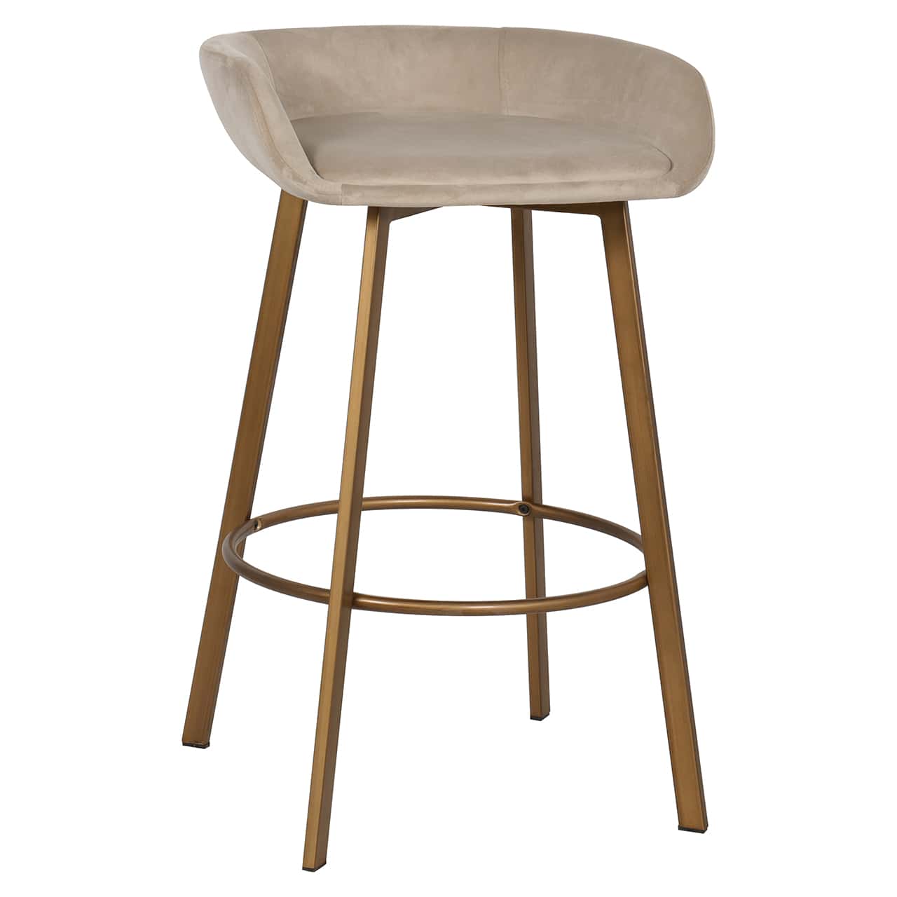 Bar stool Cressida low back khaki velvet (set of 2) (Quartz Khaki 903)