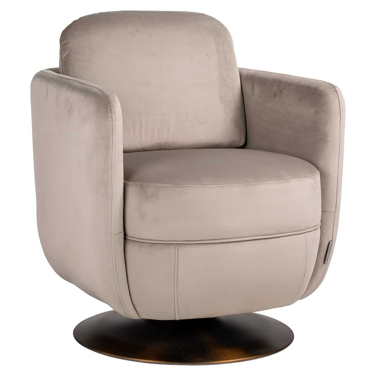 Swivel easy chair Turner khaki velvet fire retardant (FR-Quartz 903 Khaki)