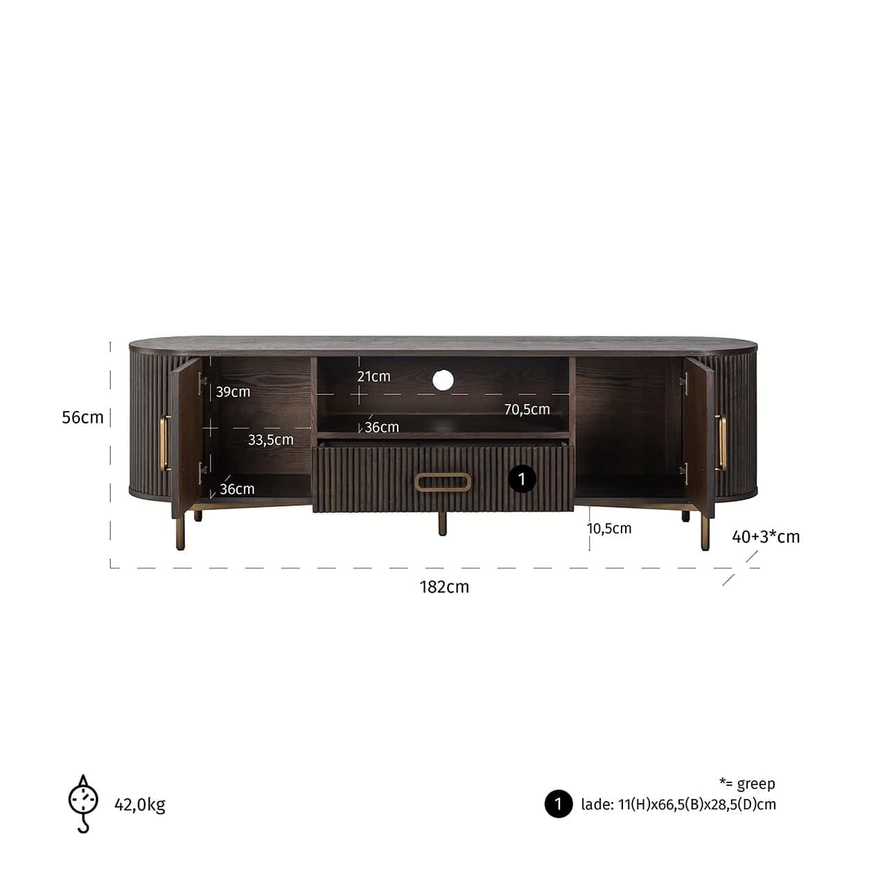 TV-Unit Luxor 2-doors 1-drawer (Brown)